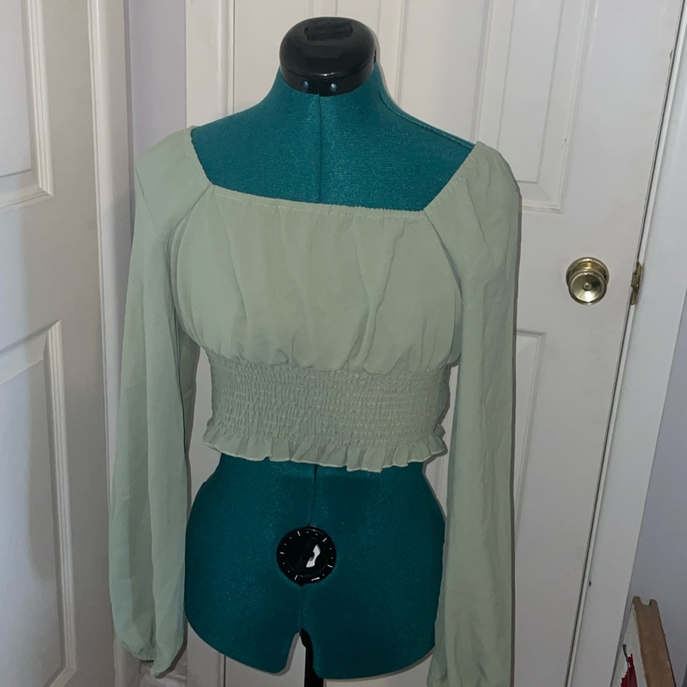 SHEIN, green milkmaid blouse, size small